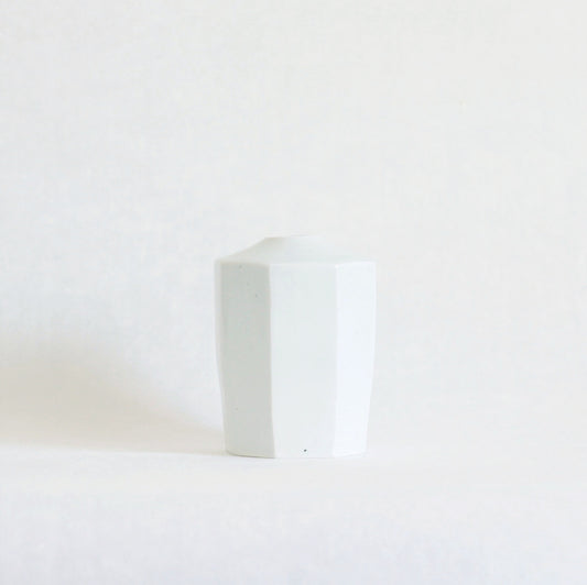 White Octagon Small Vase